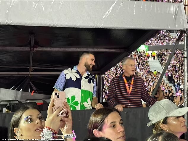 Taylor Swift, Travis Kelce seen rocking out in VIP tent with her father Scott at Eras Tour PICS
