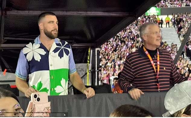 Taylor Swift, Travis Kelce seen rocking out in VIP tent with her father Scott at Eras Tour