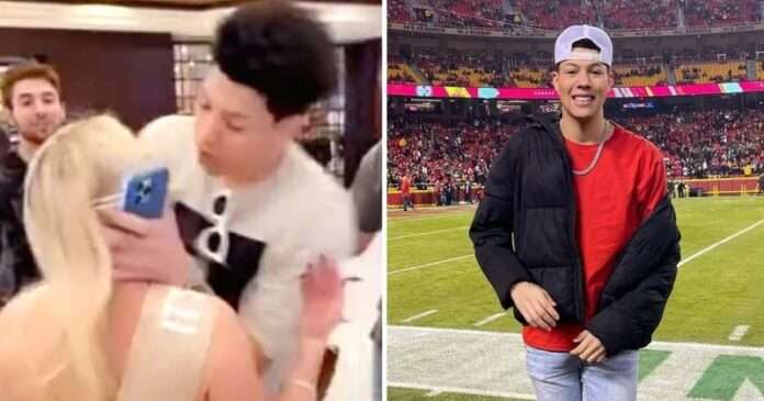 Jackson Mahomes seen AGAIN forcibly trying to kiss a woman in video: 'What is wrong with this kid?'