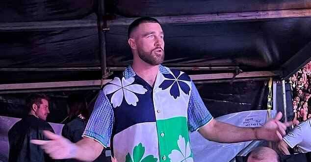 Travis Kelce's vintage designer opens up on his shock at seeing the Chiefs star wearing one of his $3,000 shirts when he kissed Taylor Swift after her Eras show in Argentina