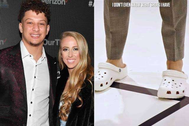 Exclusive: Patrick Mahomes disappoints wife Brittany by wearing ugly Crocs to an important Chiefs photoshoot.