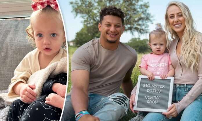 When Sterling met Bronze! Patrick Mahomes' wife Brittany Matthews shares sweet picture of 'big sissy' meeting newborn brother for first time