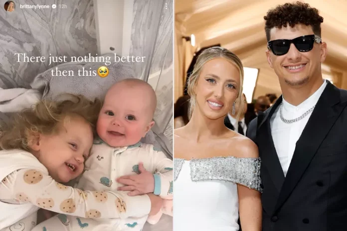 Brittany Mahomes Snaps Sweet Bedtime Cuddle Between Son Bronze and Daughter Sterling: 'Nothing Better'