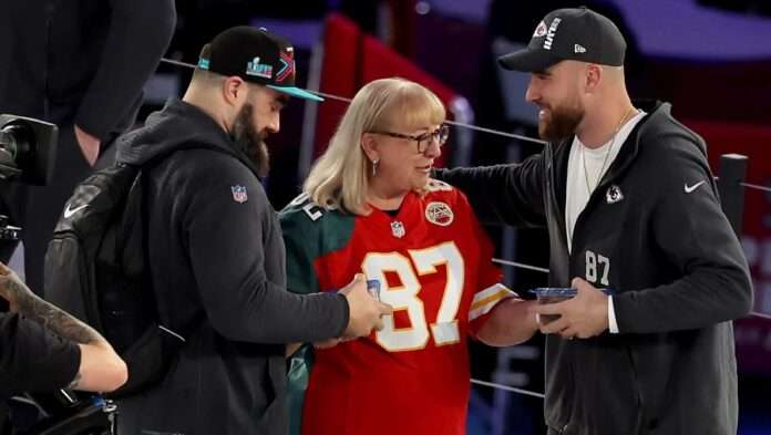 Travis and Jason Kelce and Donna Kelce