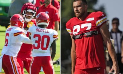 Travis Kelce pushes teammate in heated skirmish during Chiefs training camp..😳