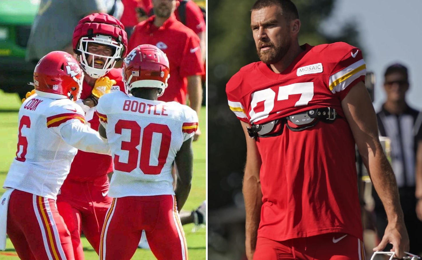 Travis Kelce pushes teammate in heated skirmish during Chiefs training camp..😳