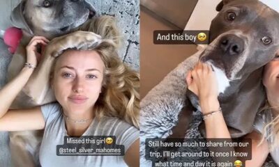 Brittany Mahomes Cuddles Dogs Steel and Silver on Return from European Vacation: ‘Missed This'