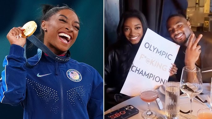 Simone Biles Poses With ‘Olympic F–king Champion’ Menu During Dinner With Jonathan Owens