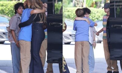 Ben Affleck’s son Samuel giving emotional hugs to Jennifer Lopez and her daughter Emme for the last time after divorce drama😔