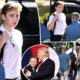 Former President Donald Trump youngest son, Barron Trump, 18, flanked by security as he arrives at NYU for first day of college classes