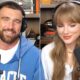 Travis Kelce and taylor Swift at the new heights podcast